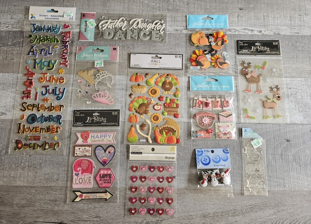 Sticker Lot Holiday Scrapbooking Stickers Thanksgiving Vday Months Jolee's #176